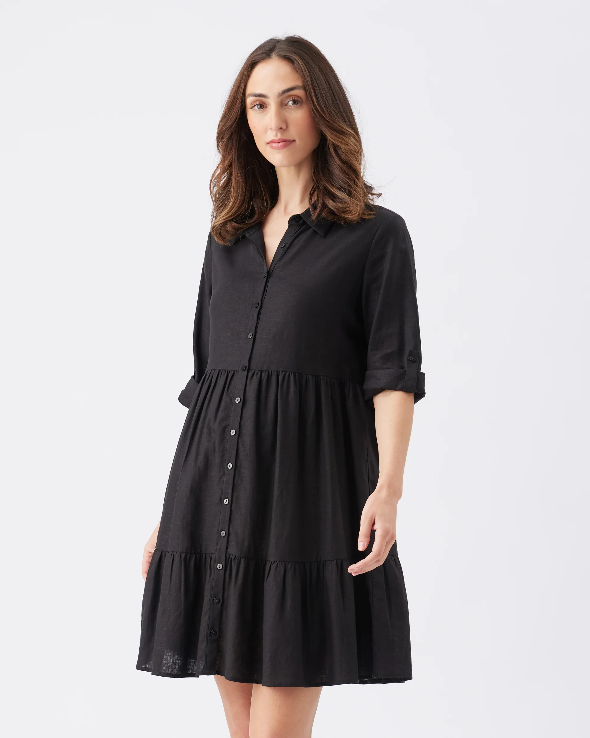 Adel Linen Dress Black - Image 3