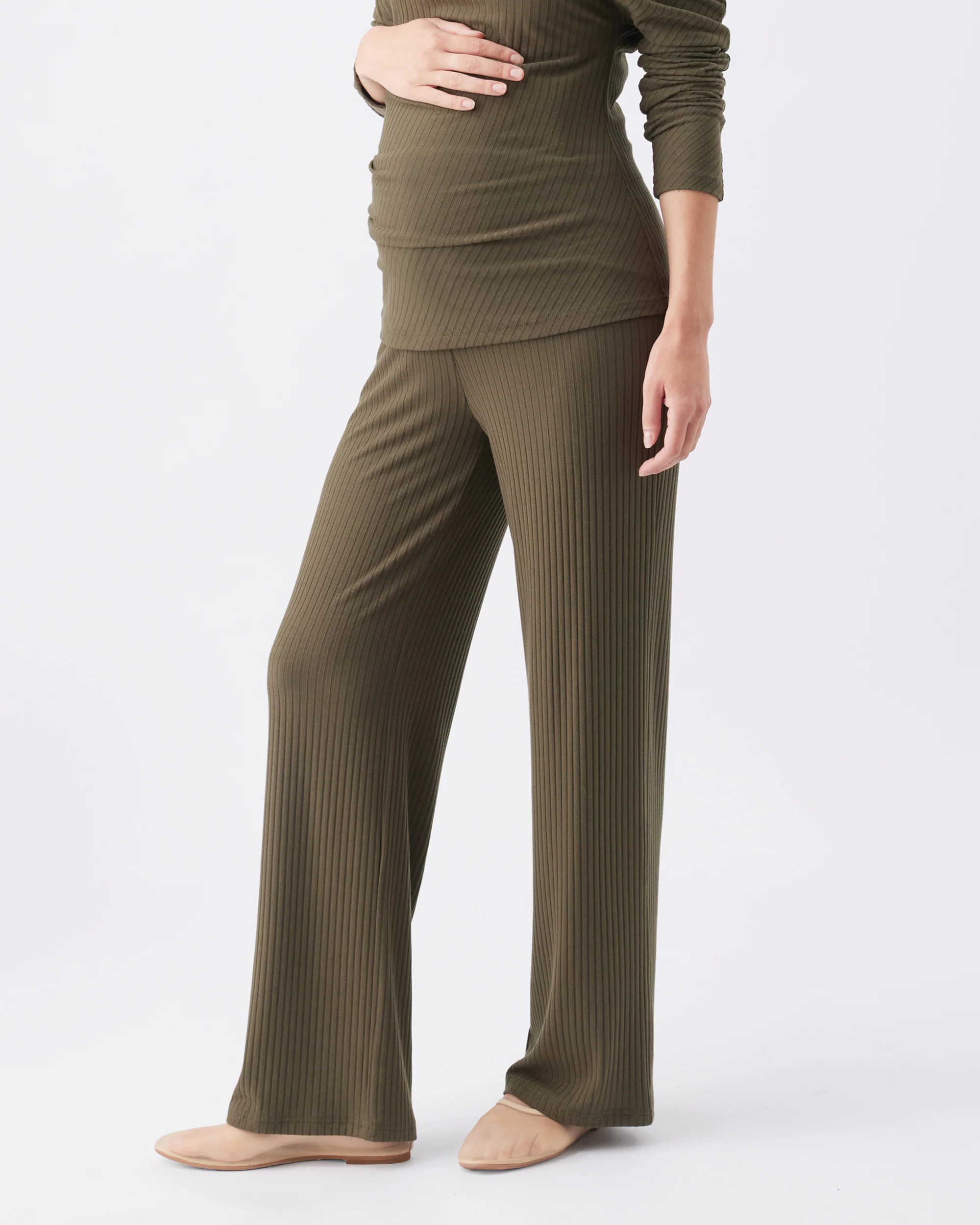 Cindy Rib Pant Khaki - Image 3