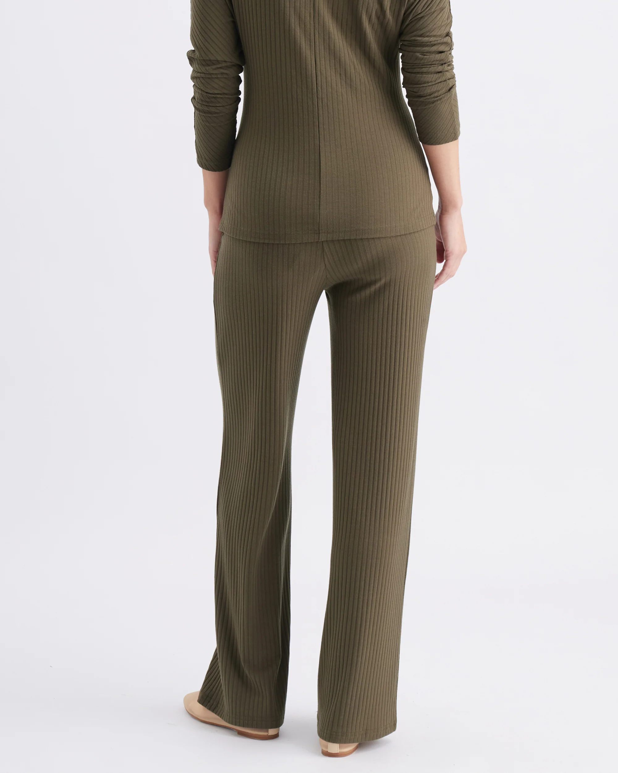 Cindy Rib Pant Khaki - Image 4