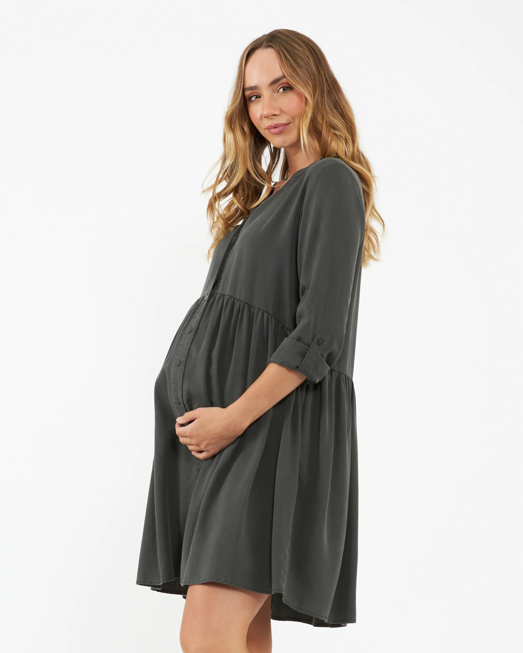 Demi Tencel Dress  Olive - Image 3