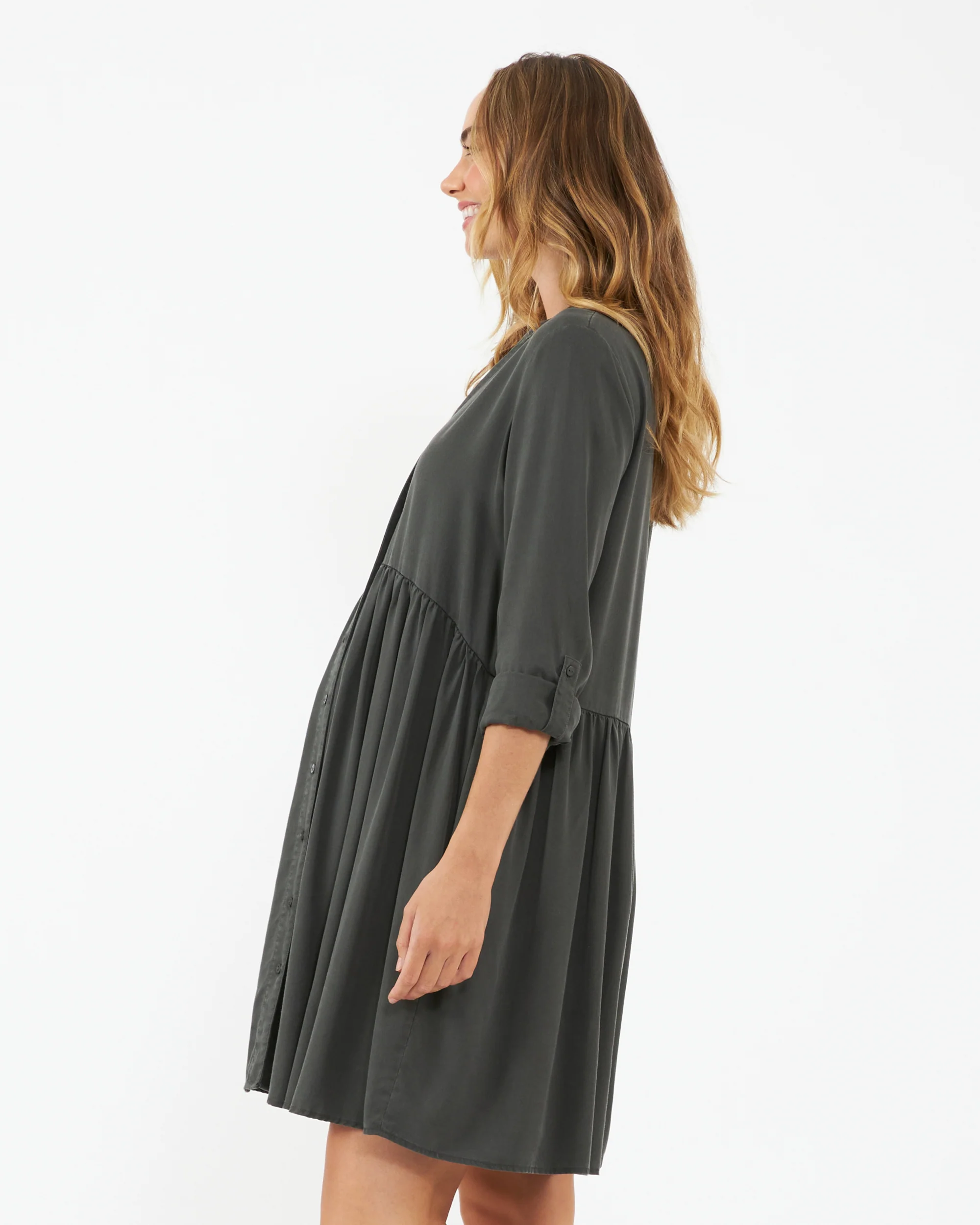 Demi Tencel Dress  Olive - Image 4