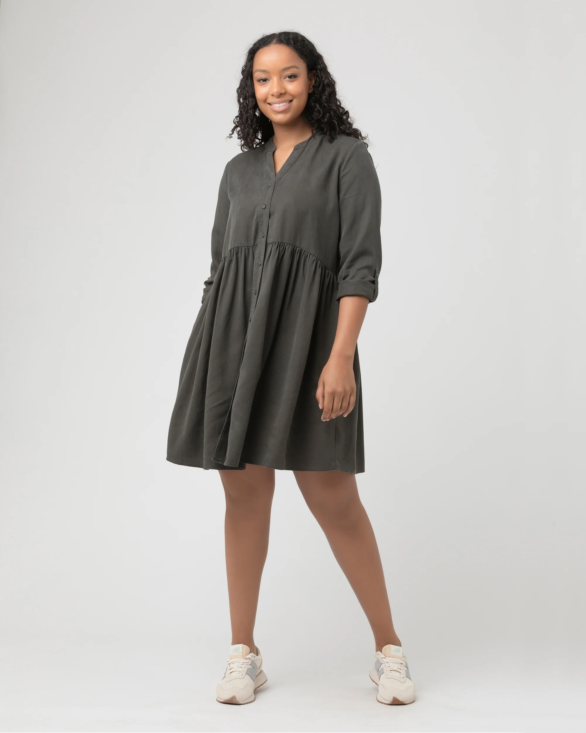 Demi Tencel Dress  Olive - Image 7