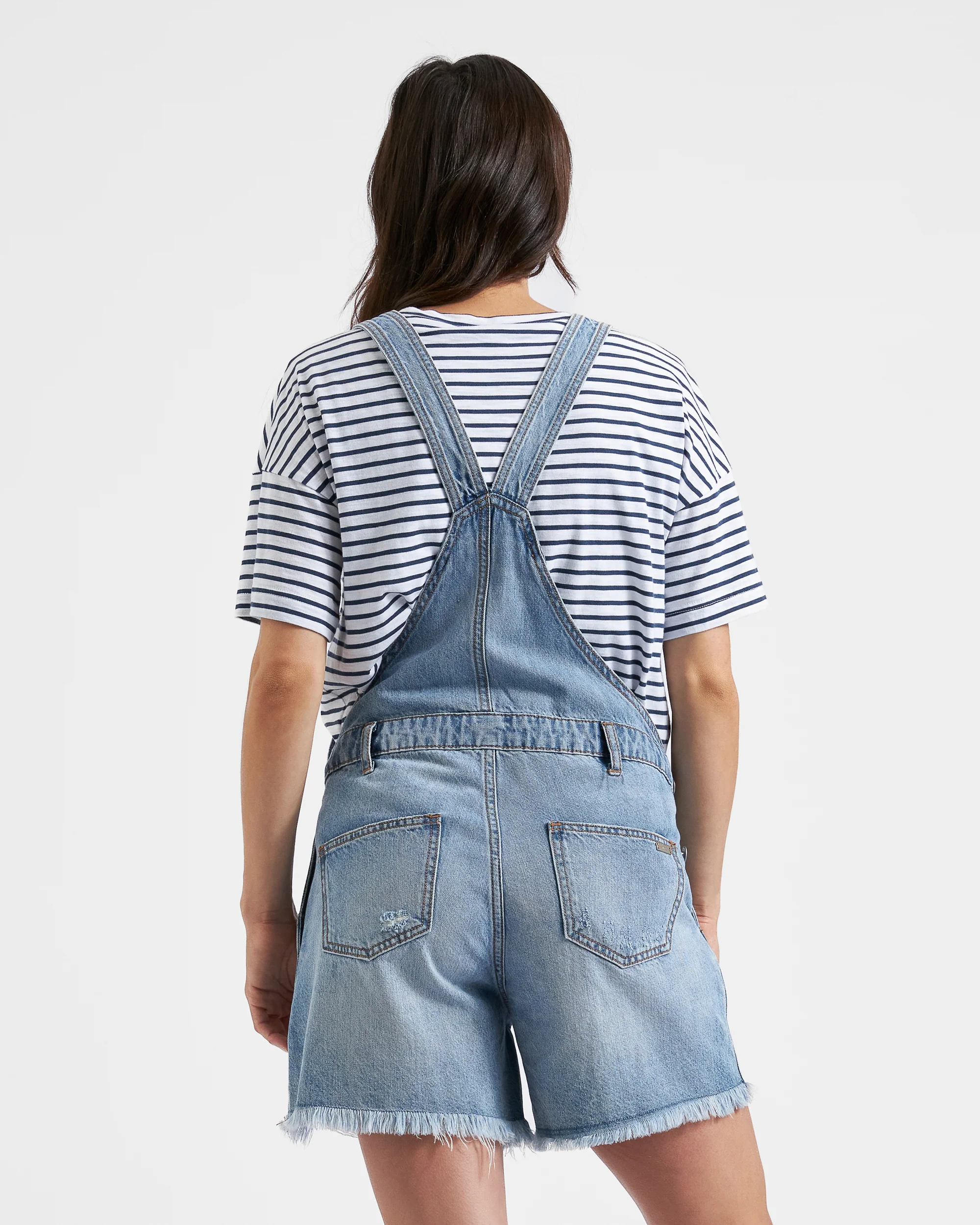Denim Short Overalls Pale Blue - Image 5
