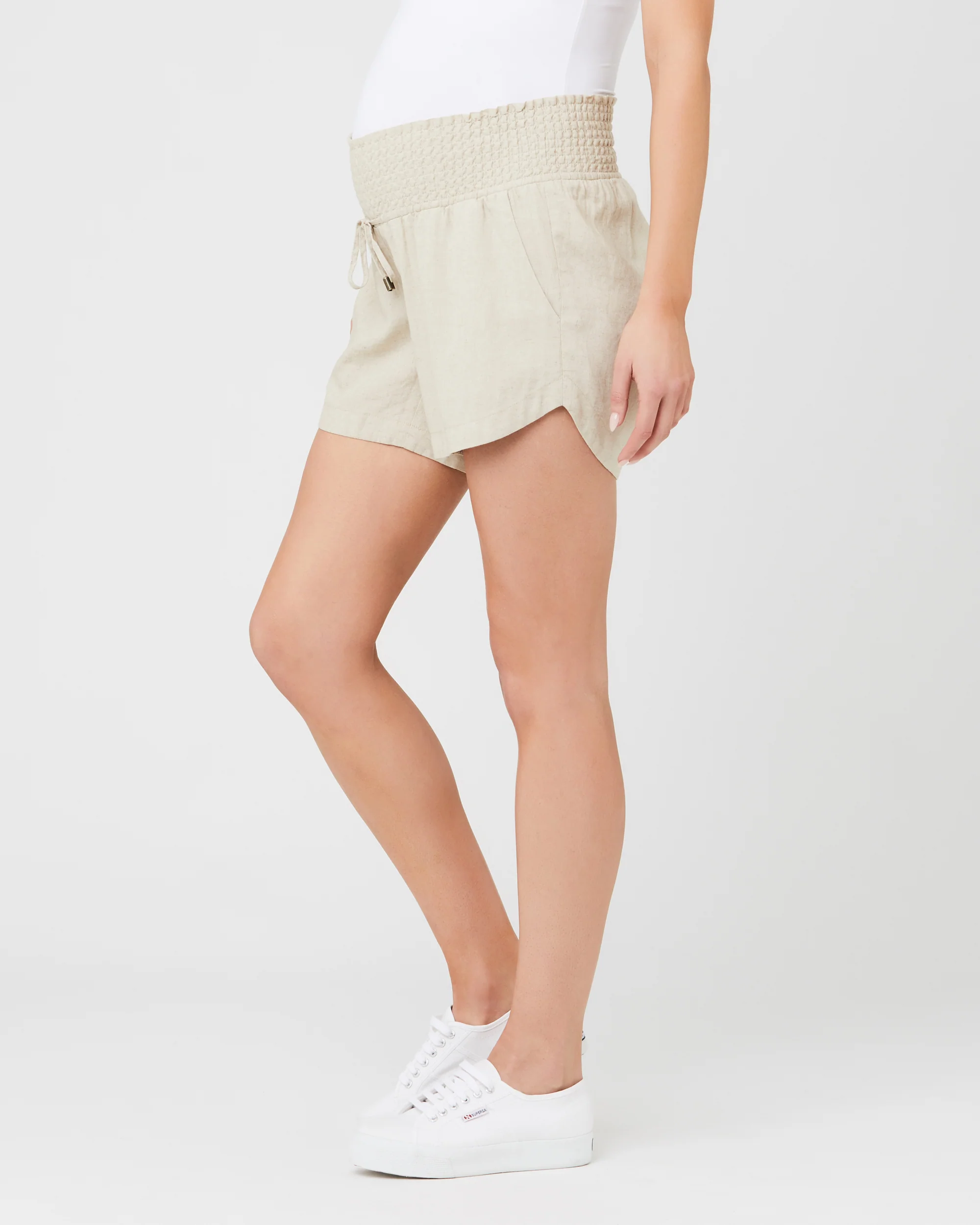 Indi Shirred Linen Short Natural - Image 4