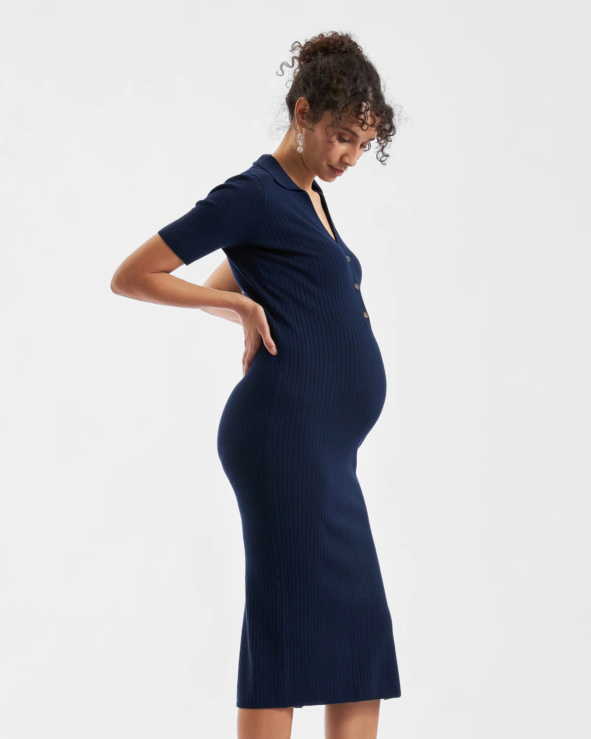 Maddy Knit Polo Dress Navy - Image 3