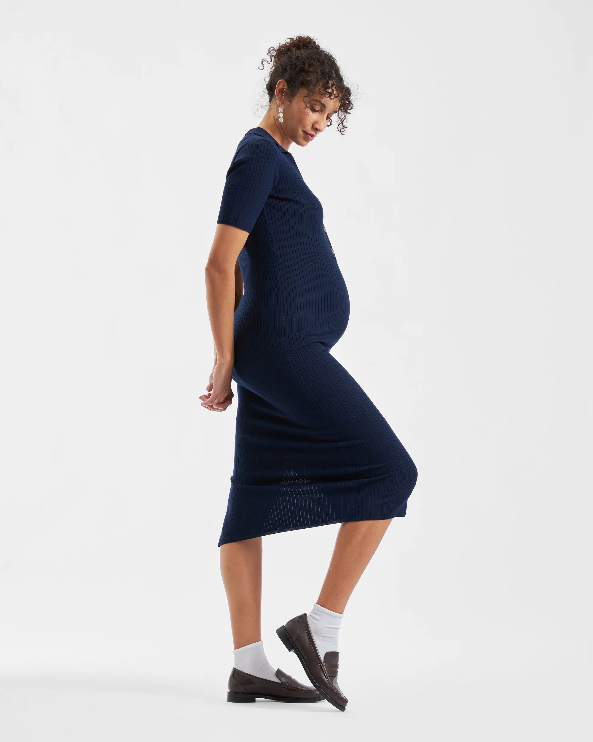 Maddy Knit Polo Dress Navy - Image 5