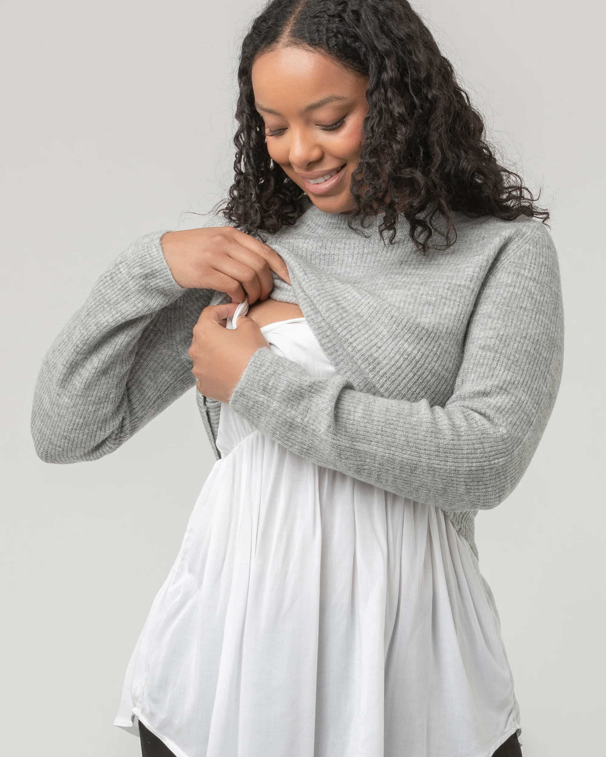 Mandy Detachable Nursing Knit Grey Marle - Image 7