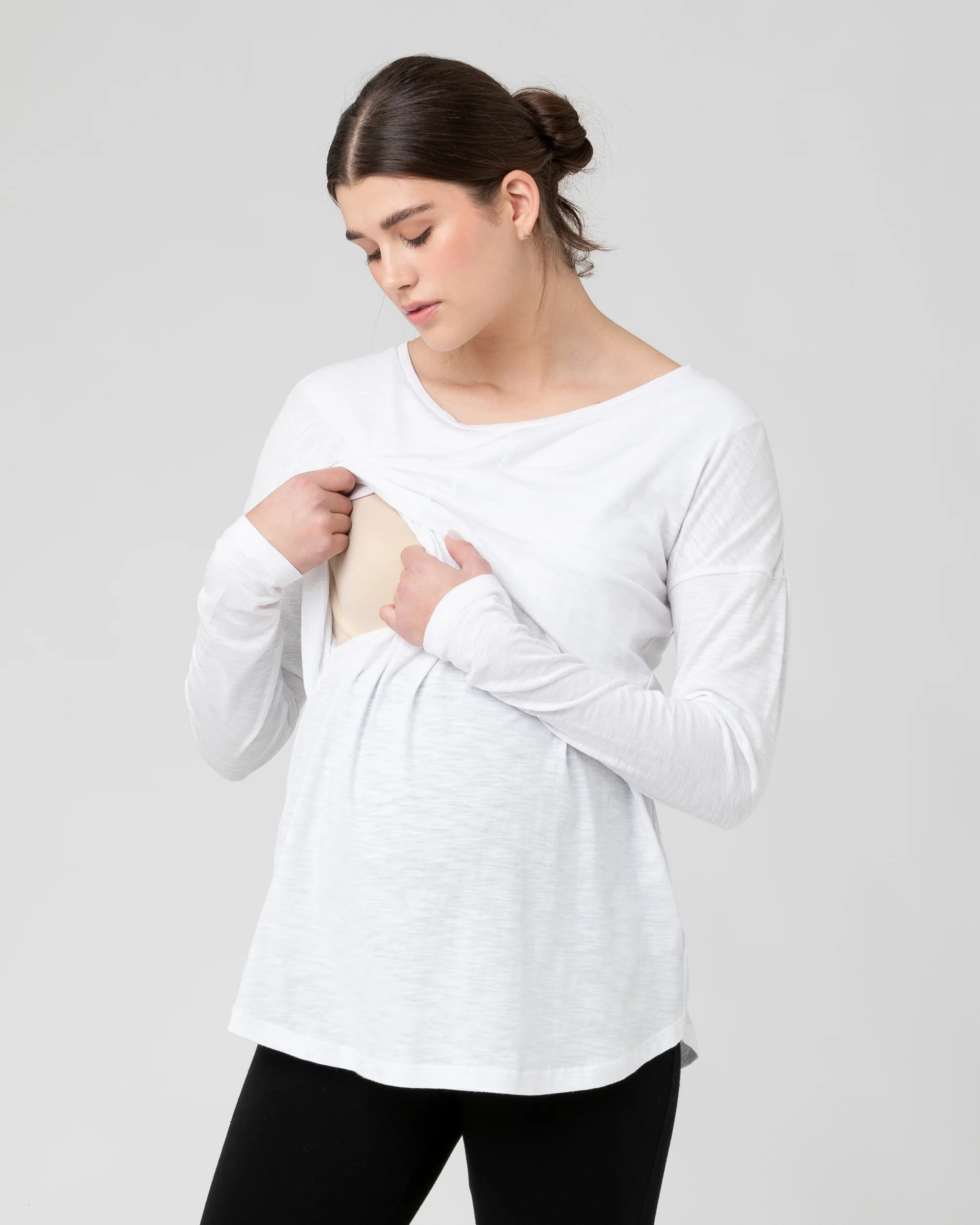 Richie Long Sleeve Nursing Tee White - Image 4
