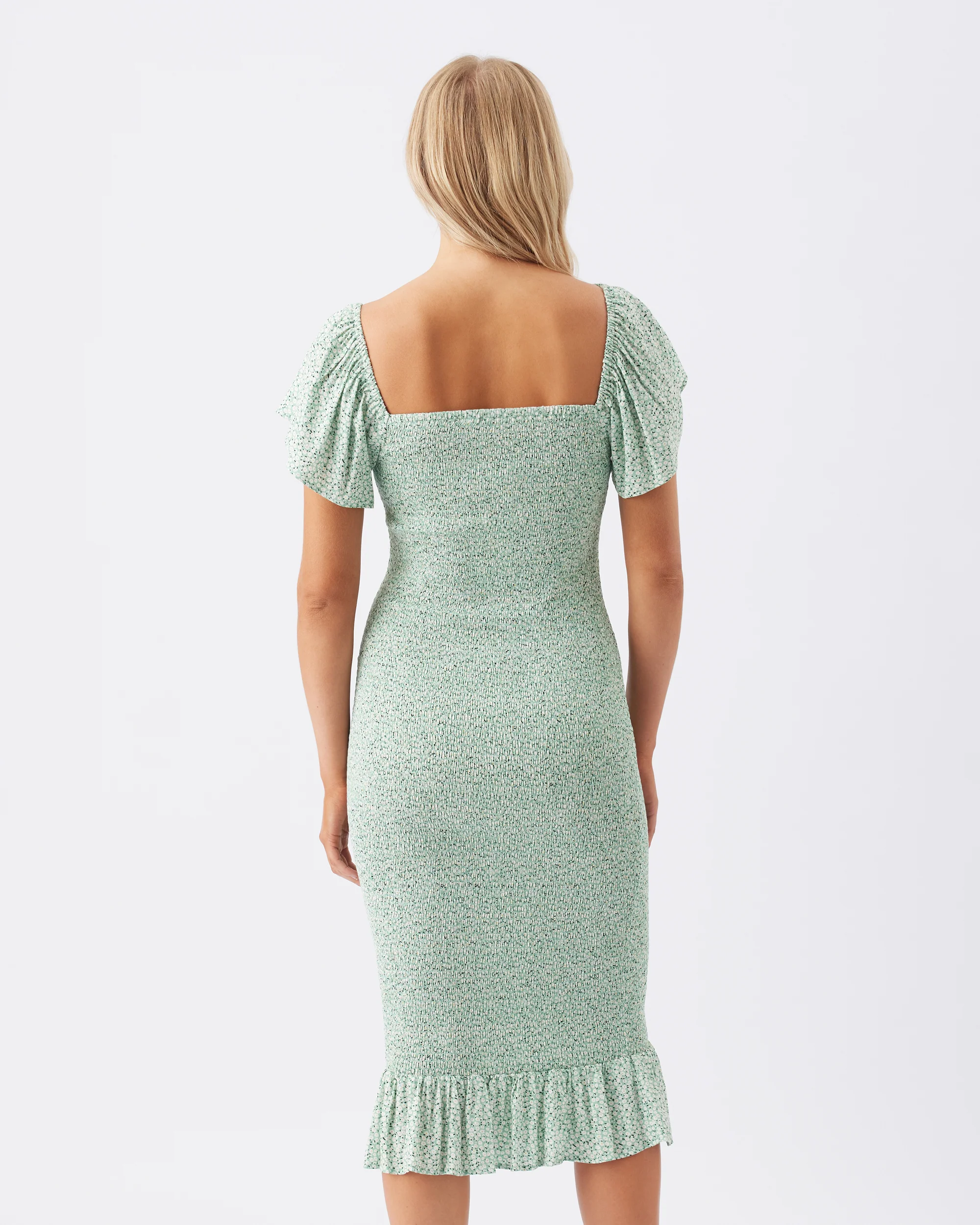 Selma Shirred Dress  Pistachio - Image 6