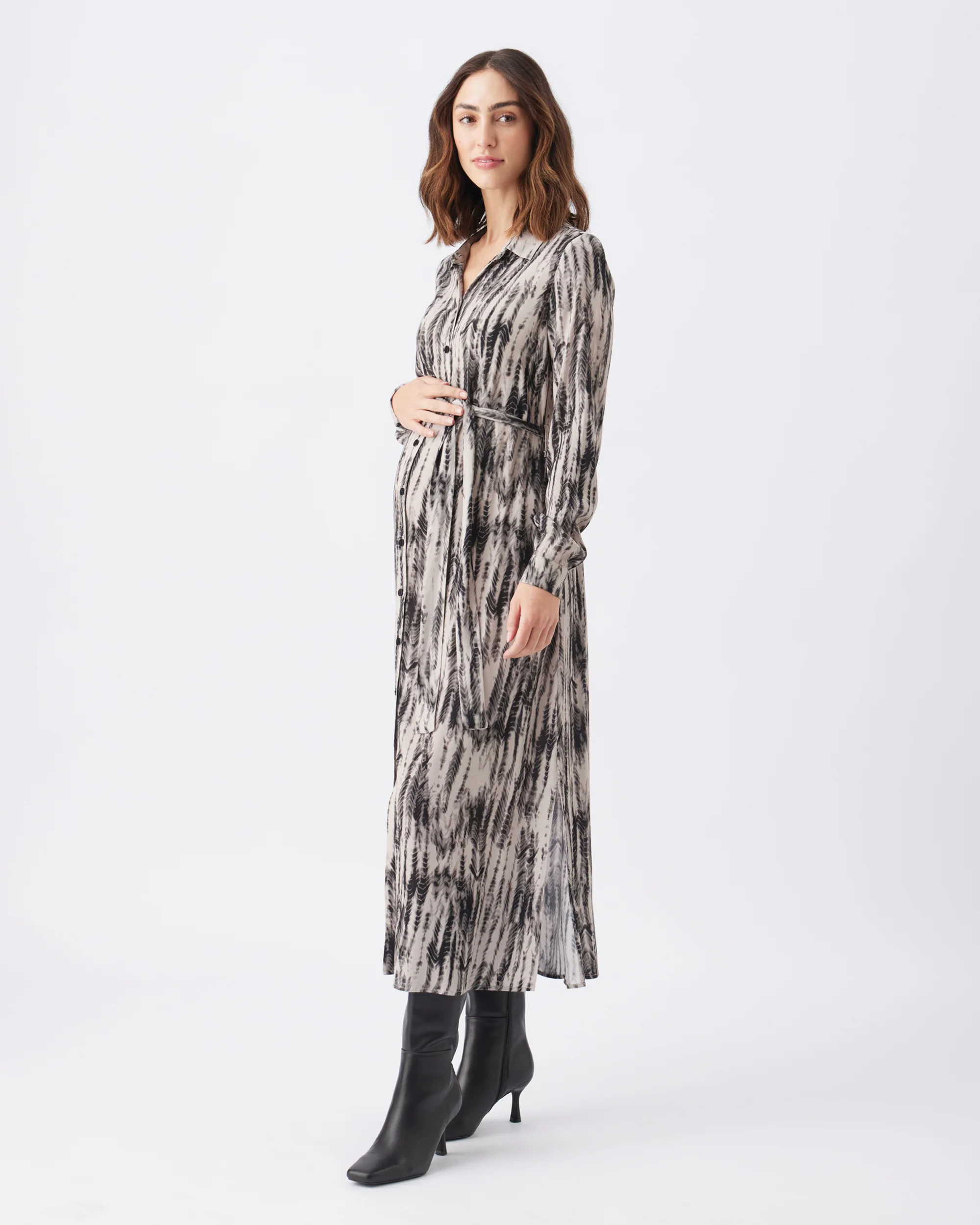 Sylvia Shirt Dress  Natural / Black - Image 4